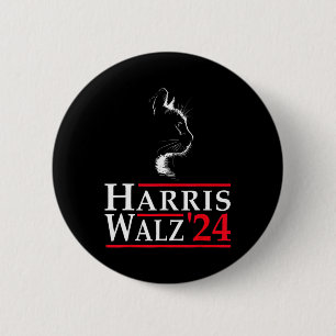 Waltz 2024 Funny Cat Vote voor Kamala Harris Tim W Ronde Button 5,7 Cm