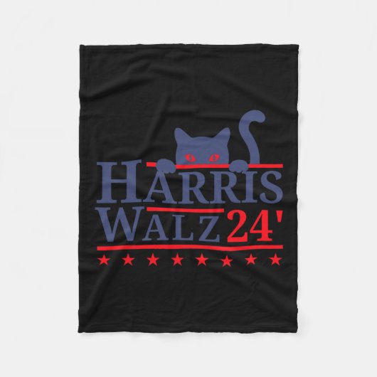Waltz 2024 Kattenverkiezing Kamala Harris Tim Walz Fleece Deken (Voorkant)
