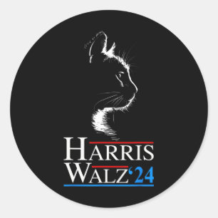 Waltz 2024 Kattenverkiezing Kamala Harris Tim Walz Ronde Sticker