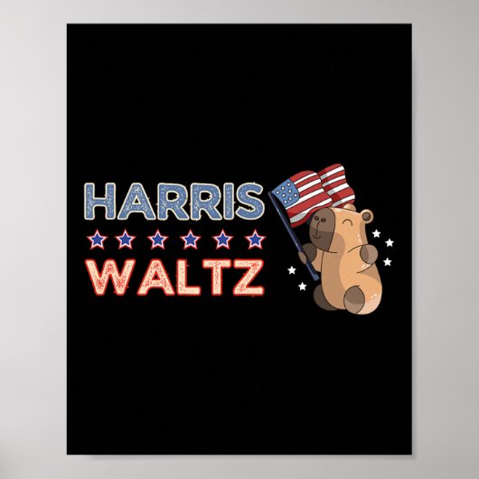Waltz 2024 Shirt Capybara Flag Patriot Capy Rodent Poster (Voorkant)