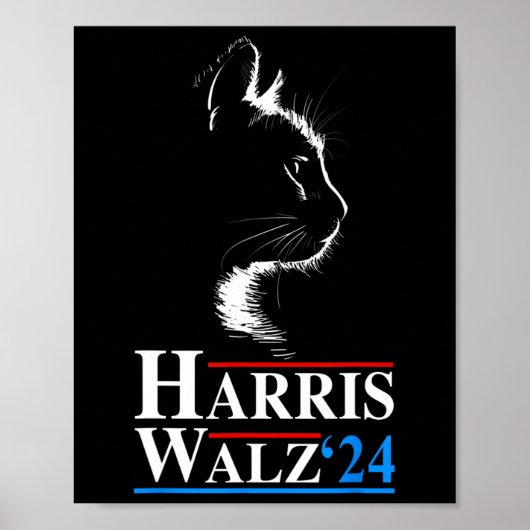 Waltz 2024 Verkiezingen Grappige kat Kamala Harris Poster (Voorkant)