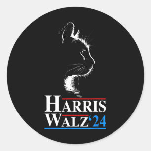 Waltz 2024 Verkiezingen Grappige kat Kamala Harris Ronde Sticker