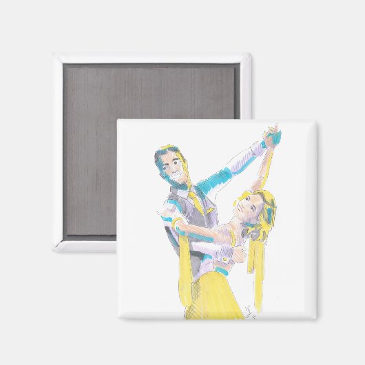 Waltz Ballroom Dansers Tekening Magneet (Voorkant / Achterkant)