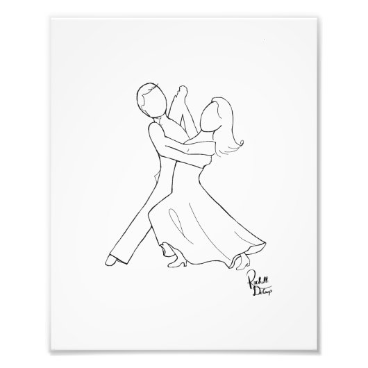 Waltz Dance Fine Art Drawing Foto Afdruk (Voorkant)