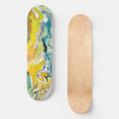 Waltz Over 1 Golden Blue Abstract Skateboard (Voorkant)
