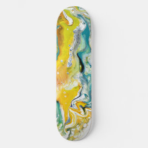 Waltz Over 1 Golden Blue Abstract Skateboard