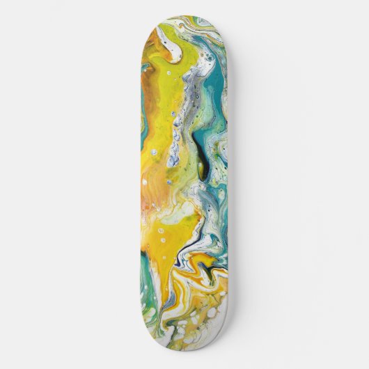 Waltz Over 1 Golden Blue Abstract Skateboard (Voorkant)
