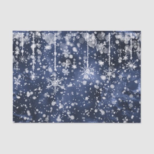 Waltz van de Snowflakes Deep Blue Snow Tissuepapier (Voorkant)