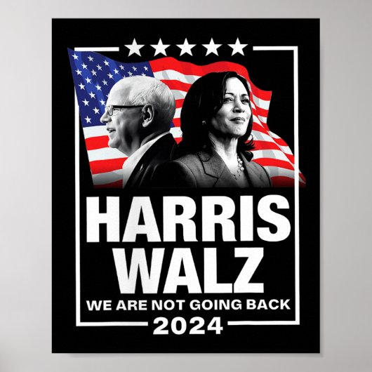 Waltz We gaan niet terug Kamala Harris 2024 1 Poster (Voorkant)