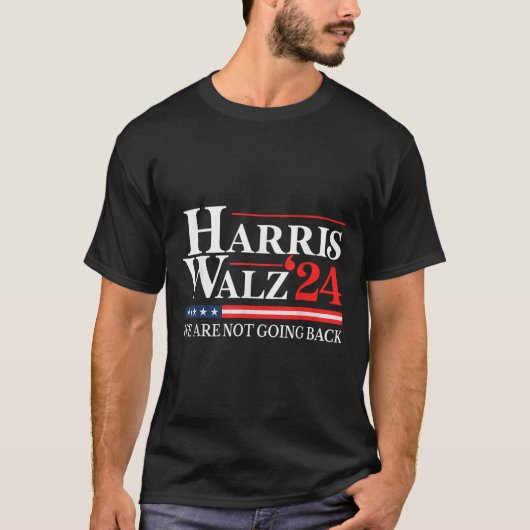 Waltz We gaan niet terug Kamala Harris 2024 1 T-shirt (Voorkant)