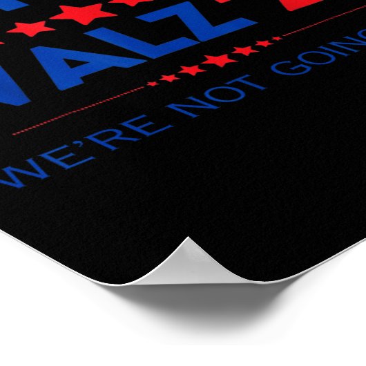 Waltz We gaan niet terug Kamala Harris 2024 Poster (Hoek)