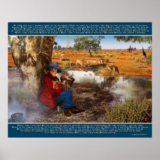 Waltzing Matilda met Banjo Paterson Lyrics en St. Poster (Voorkant)