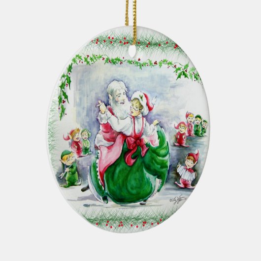 Waltzing Santa en Mrs Claus Ornament (Rechts)