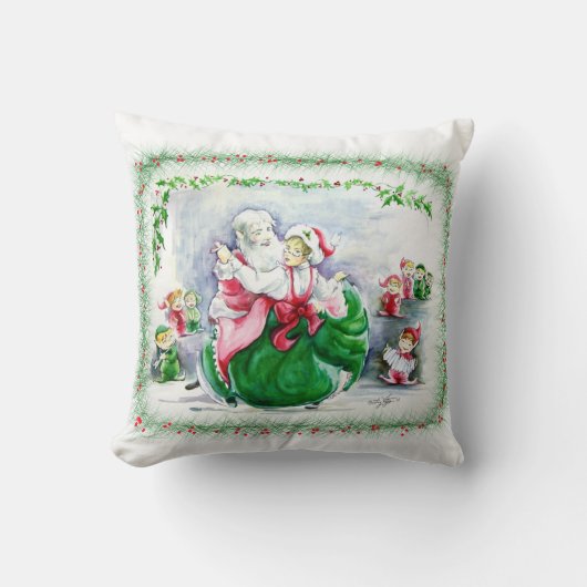 Waltzing Santa en Mrs Claus Pillow Kussen (Voorkant)
