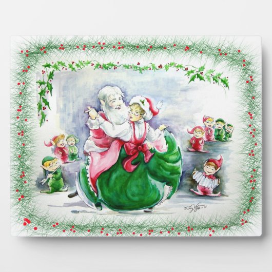 Waltzing Santa en Mrs Claus Plaque Fotoplaat (Voorkant)
