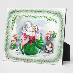 Waltzing Santa en Mrs Claus Plaque Fotoplaat