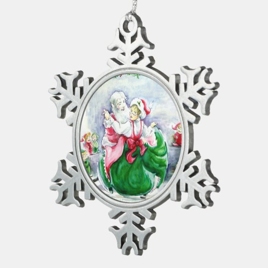 Waltzing Santa en Mrs Claus Snowflake Ornament (Rechts)