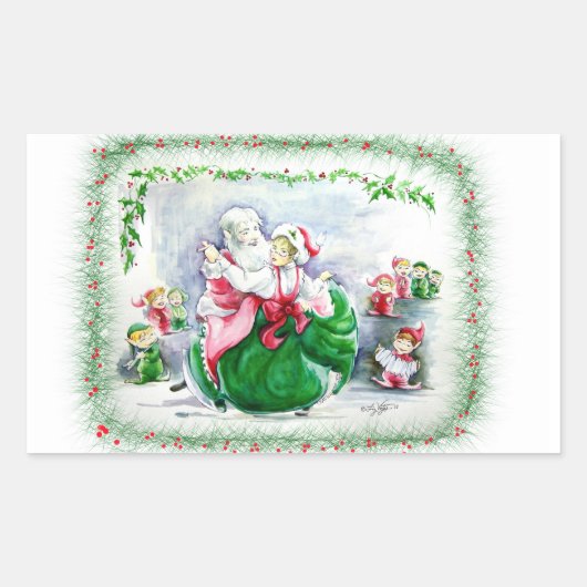 Waltzing Santa en Mrs Claus Sticker (Voorkant)