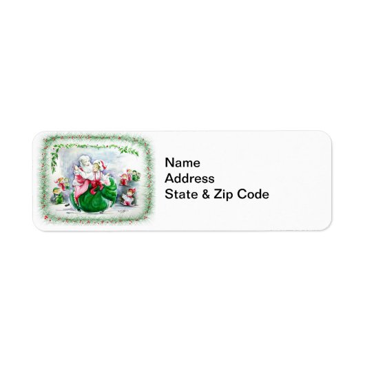 Waltzing Santa & Mrs Claus Avery Label (Voorkant)