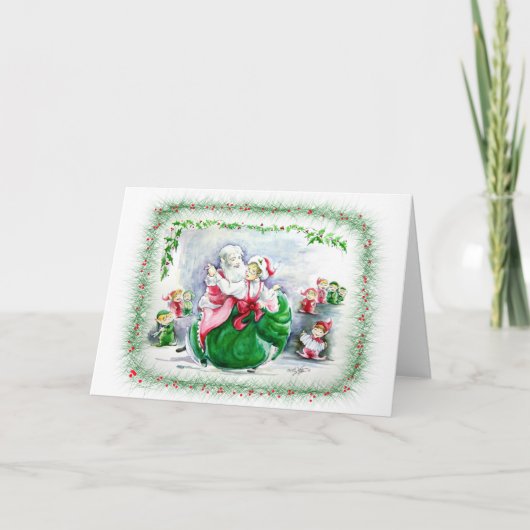 Waltzing Santa & Mrs Claus Blank Wenskaart Feestdagen Kaart (Voorkant)