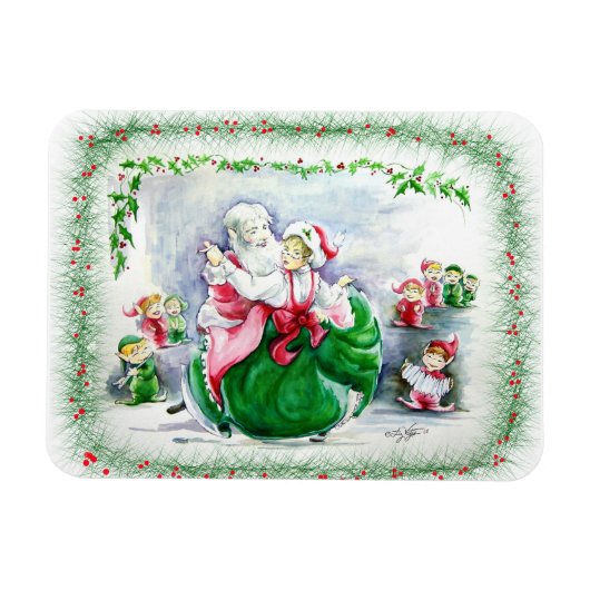 Waltzing Santa & Mrs Claus Premium Magnet Magneet (Horizontaal)