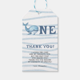 Walvis 1e verjaardag onder de zee cadeaulabel