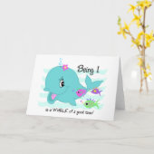 walvis 1st Birthday Kaart (Gele Bloem)