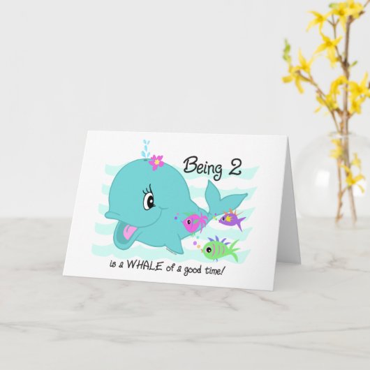 Walvis 2e verjaardag kaart (Gele Bloem)