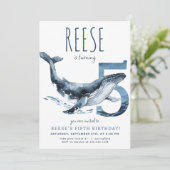 Walvis 5e verjaardag uitnodiging (Staand voorkant)