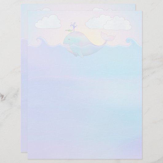 Walvis - 8,5 inch x 11 inch briefpapier (Voorkant / Achterkant)
