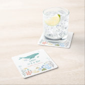 Walvis Ahoy Het is een jongen Baby shower Kartonnen Onderzetters (Insitu)