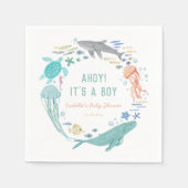 Walvis Ahoy Het is een jongen Baby shower Servet (Voorkant)