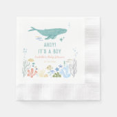 Walvis Ahoy Het is een jongen Baby shower Servet (Voorkant)