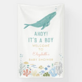 Walvis Ahoy! Het is een jongen Baby shower welkom Spandoek (Verticaal)