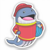 Walvis als brandweerman met slang sticker (Voorkant)