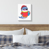 Walvis als brandweerschip met slang canvas afdruk (Insitu (Slaapkamer))