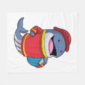 Walvis als brandweerschip met slang fleece deken (Voorkant (Horizontaal))