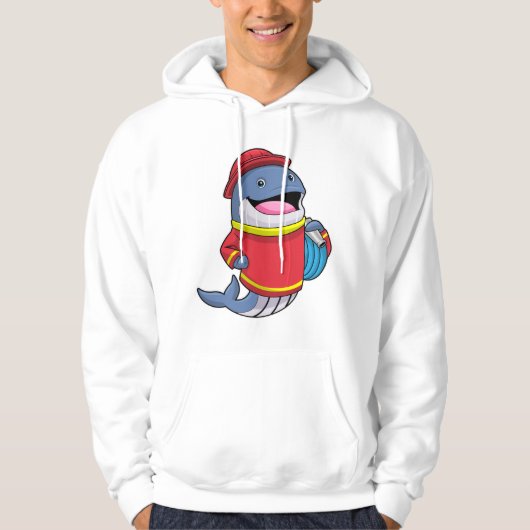 Walvis als brandweerschip met slang hoodie (Voorkant)