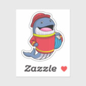 Walvis als brandweerschip met slang sticker (Vel)