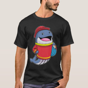 Walvis als brandweerschip met slang t-shirt