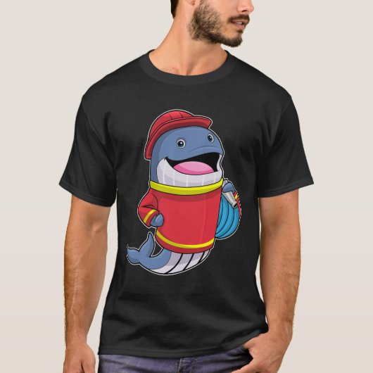 Walvis als brandweerschip met slang t-shirt (Voorkant)