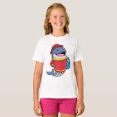 Walvis als brandweerschip met slang t-shirt (Voorkant volledig)