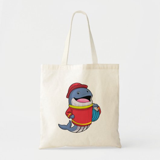 Walvis als brandweerschip met slang tote bag (Voorkant)