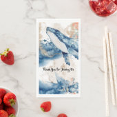 Walvis aquarel oceaan zoogdieren blauw oranje chic servet (Insitu)