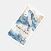 Walvis aquarel oceaan zoogdieren blauw oranje chic servet (Hoek)