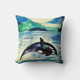 Walvis aquarel tekening  Kussen