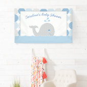Walvis Baby Jongen Douche Banner in Blauw en Grijs (Insitu)