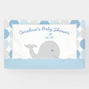 Walvis Baby Jongen Douche Banner in Blauw en Grijs