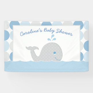 Walvis Baby Jongen Douche Banner in Blauw en Grijs