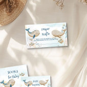 Walvis Baby shower Blauwe Beige Luier Raffle Informatiekaartje